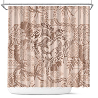 Hawaii Father's Day Vintage Lei Shower Curtain Hauoli la Makuakane - Beige LT7 Beige - Polynesian Pride
