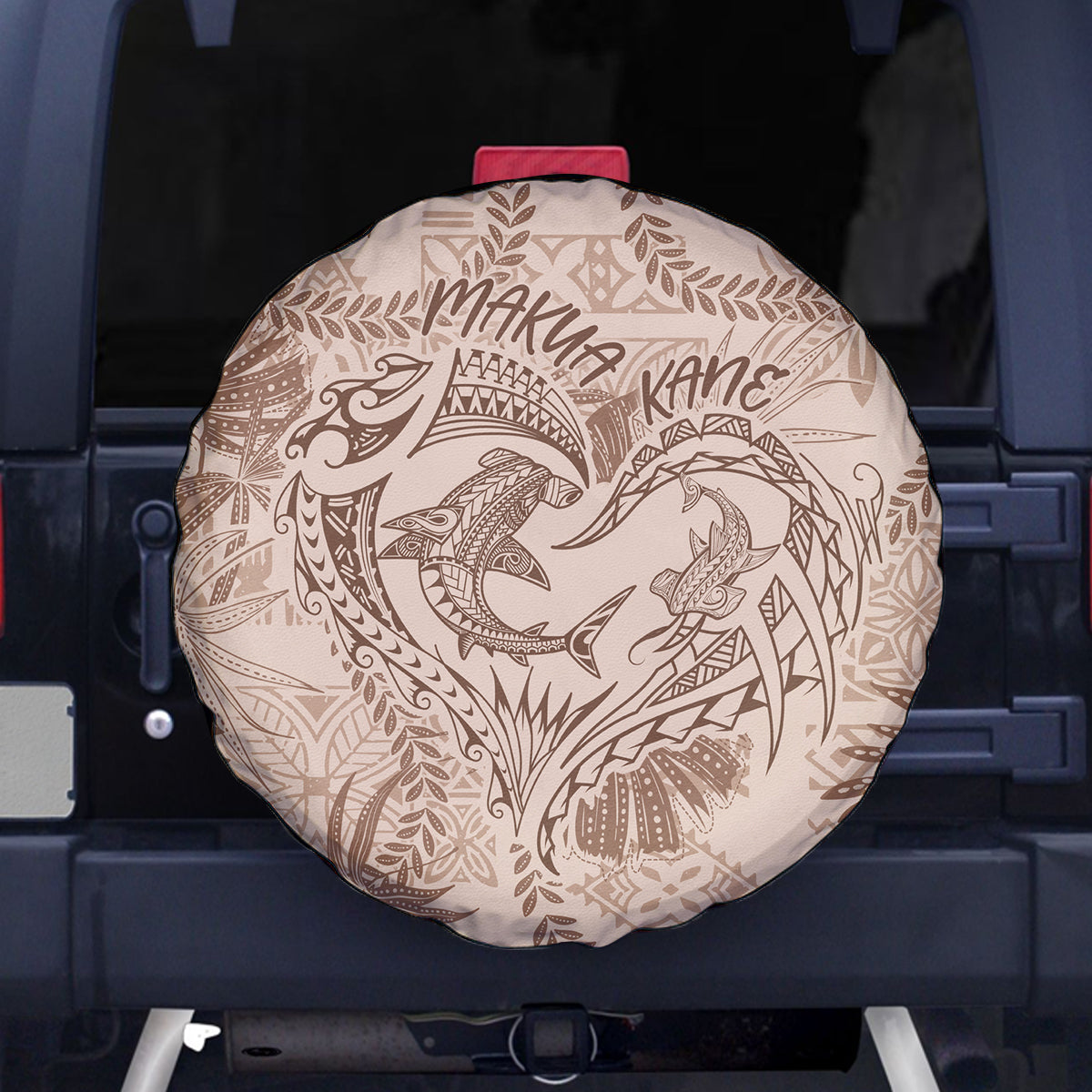 Hawaii Father's Day Vintage Lei Spare Tire Cover Hauoli la Makuakane - Beige