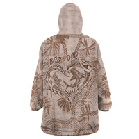 Hawaii Father's Day Vintage Lei Wearable Blanket Hoodie Hauoli la Makuakane - Beige LT7 - Polynesian Pride
