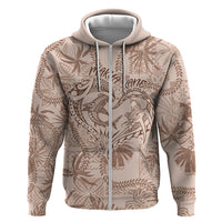 Hawaii Father's Day Vintage Lei Zip Hoodie Hauoli la Makuakane - Beige LT7 Zip Hoodie Beige - Polynesian Pride