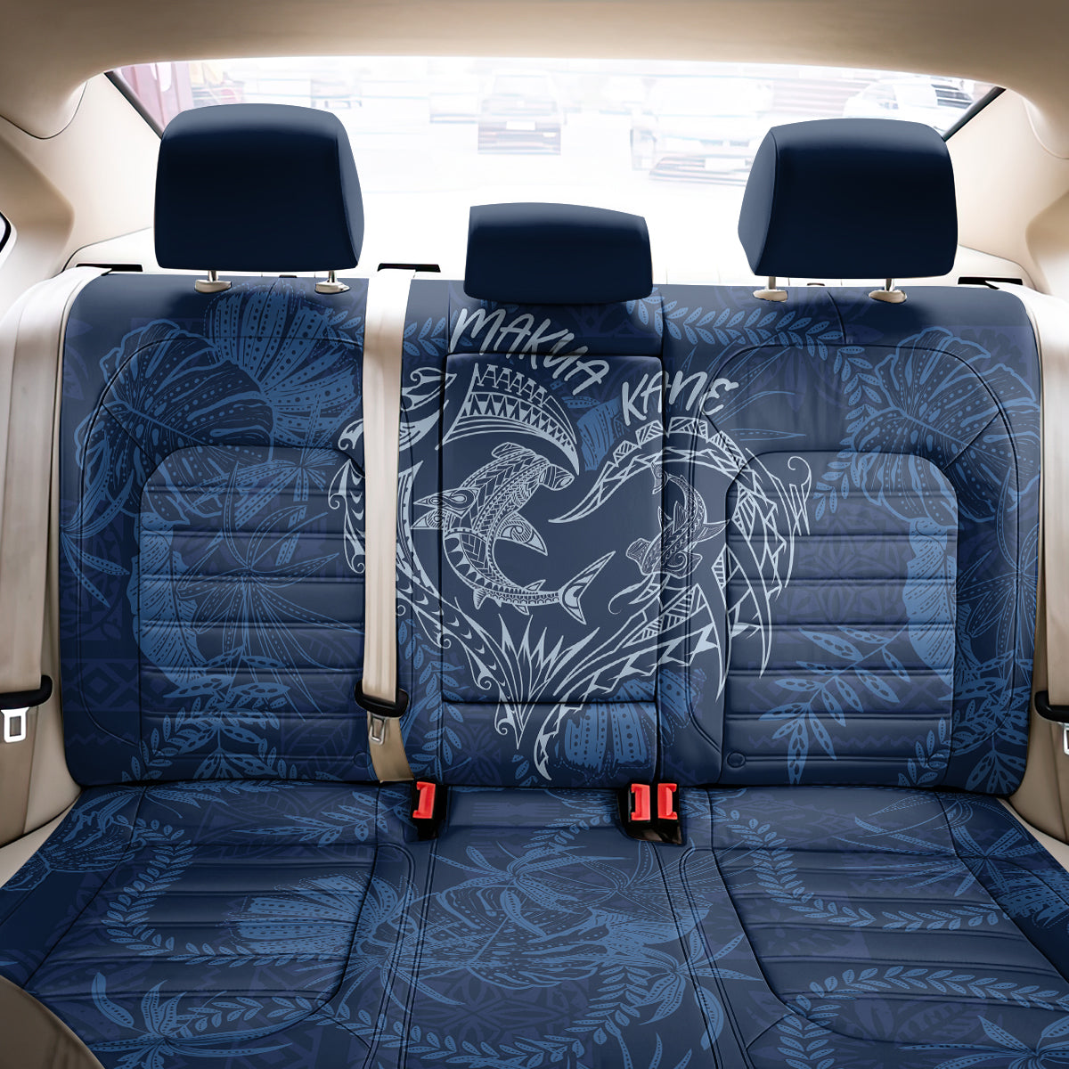 Hawaii Father's Day Vintage Lei Back Car Seat Cover Hauoli la Makuakane - Blue LT7 - Polynesian Pride