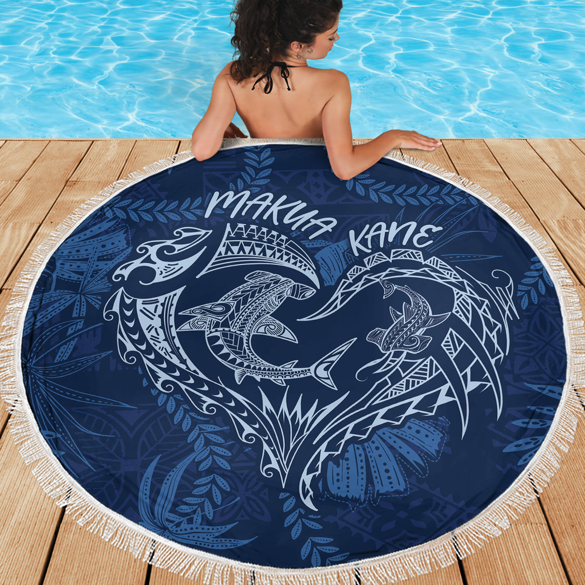 Hawaii Father's Day Vintage Lei Beach Blanket Hauoli la Makuakane - Blue LT7 - Polynesian Pride