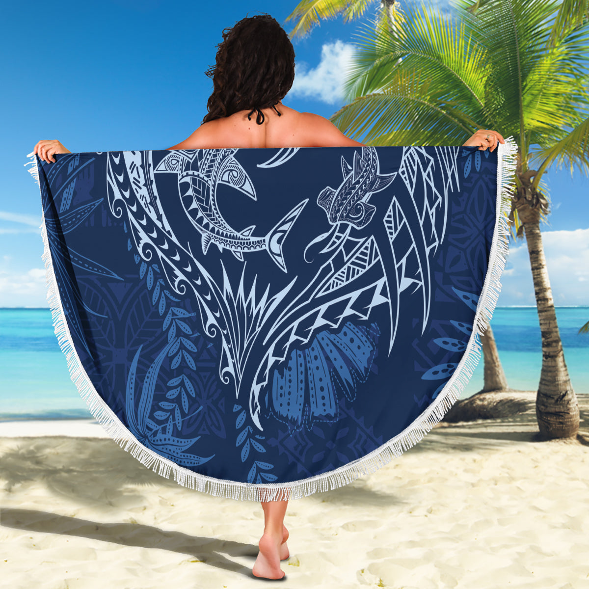 Hawaii Father's Day Vintage Lei Beach Blanket Hauoli la Makuakane - Blue LT7 - Polynesian Pride