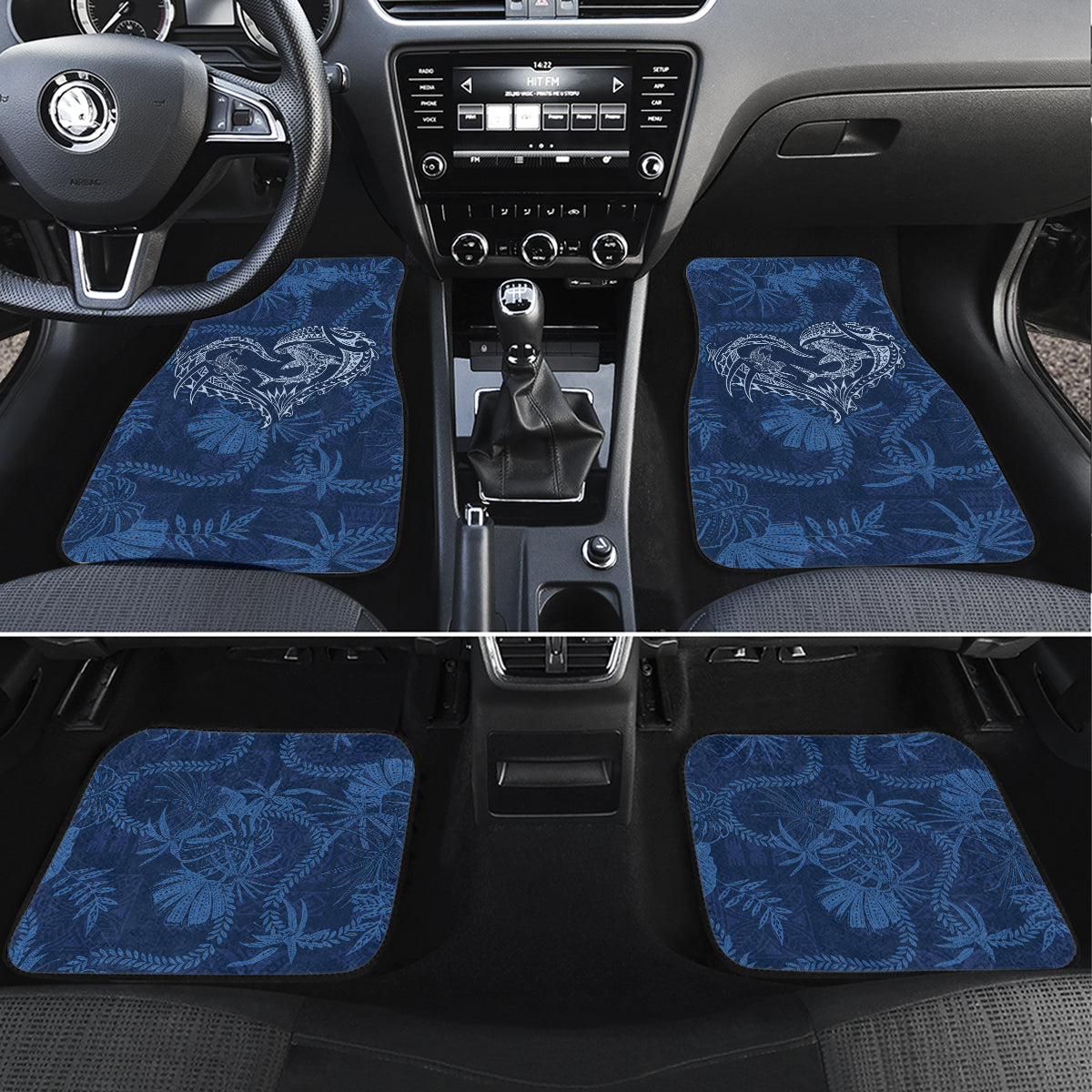 Hawaii Father's Day Vintage Lei Car Mats Hauoli la Makuakane - Blue