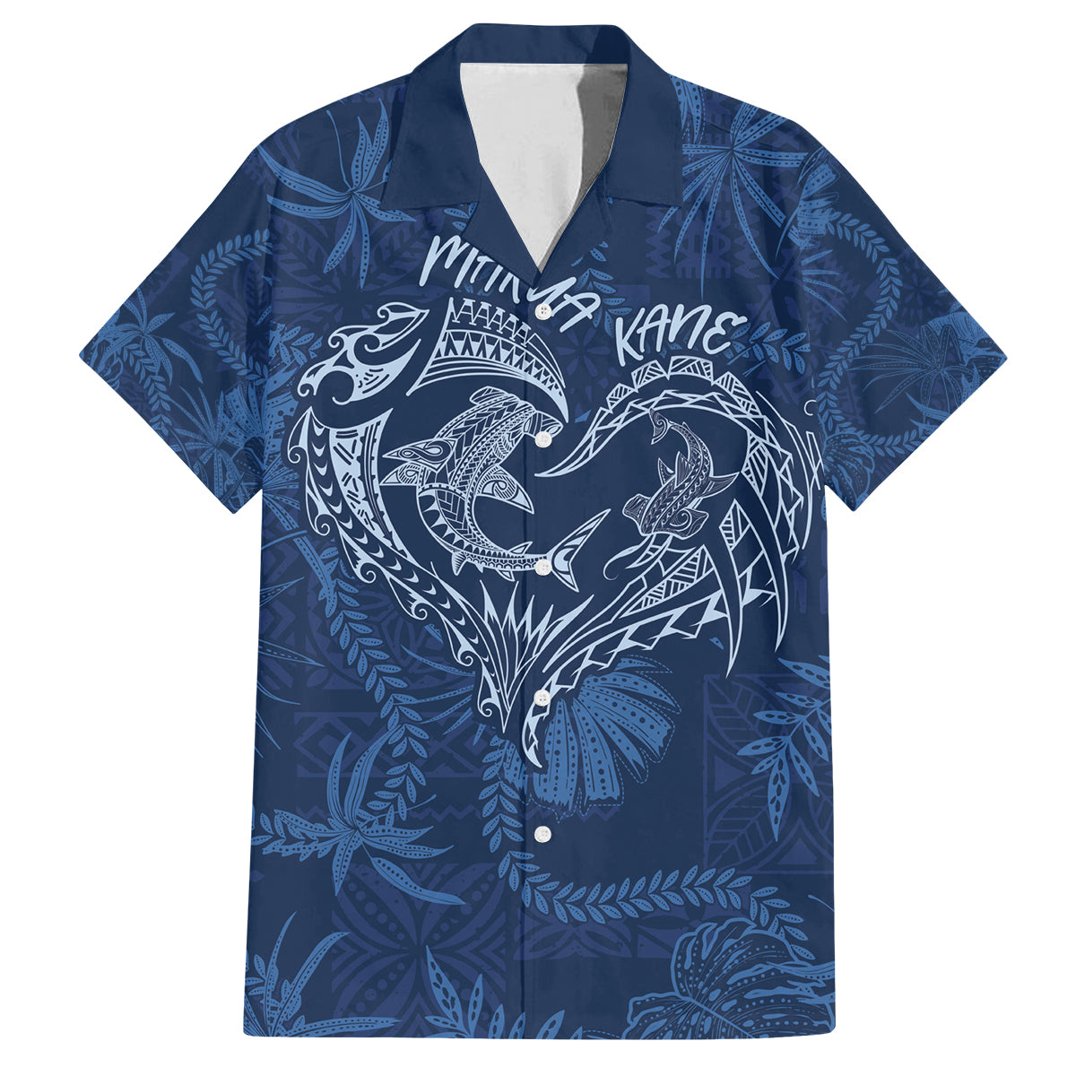 Hawaii Father's Day Vintage Lei Family Matching Puletasi and Hawaiian Shirt Hauoli la Makuakane - Blue LT7 Dad's Shirt - Short Sleeve Blue - Polynesian Pride