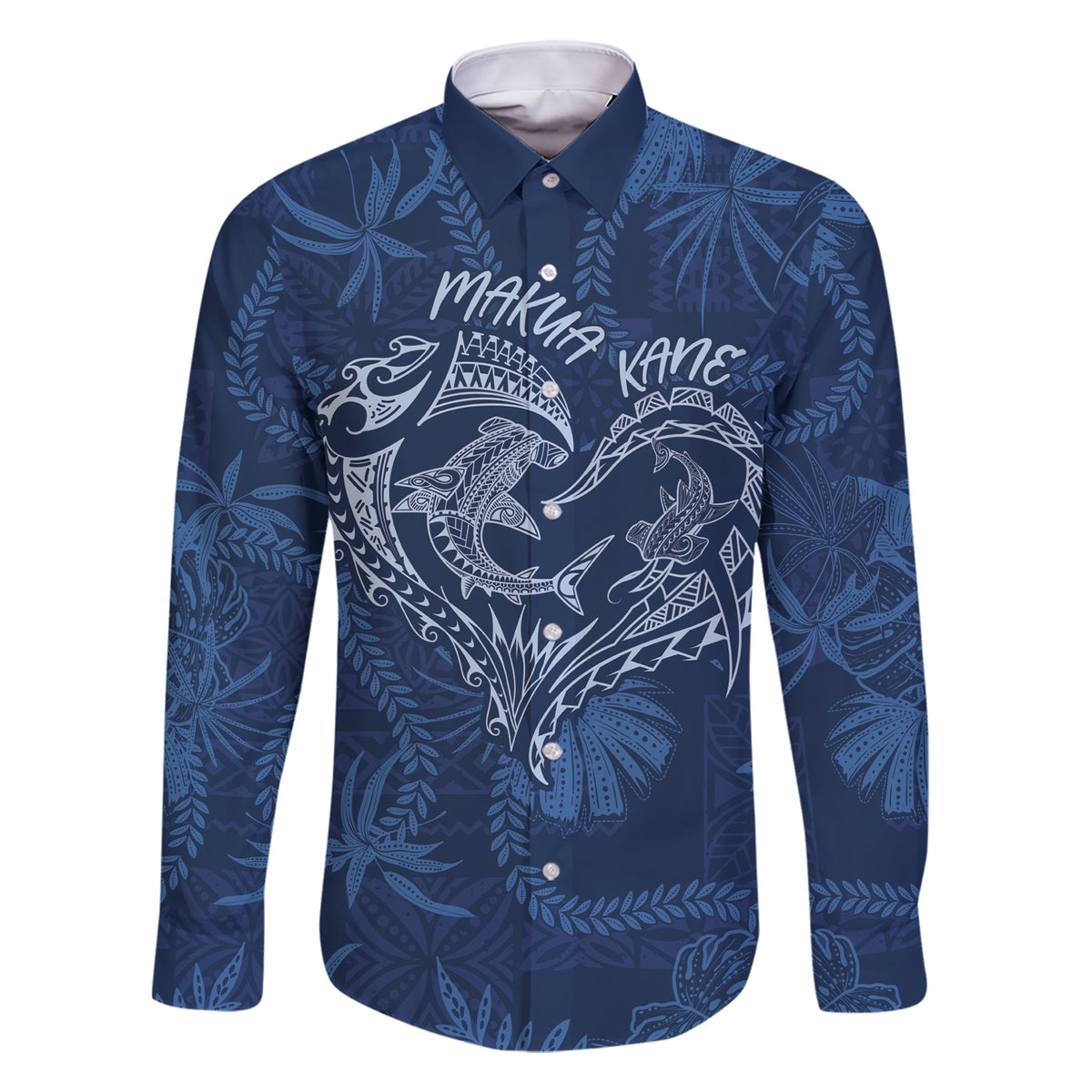 Hawaii Father's Day Vintage Lei Family Matching Short Sleeve Bodycon Dress and Hawaiian Shirt Hauoli la Makuakane - Blue LT7 Dad's Shirt - Long Sleeve Blue - Polynesian Pride