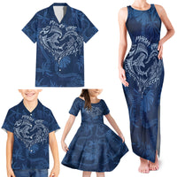Hawaii Father's Day Vintage Lei Family Matching Tank Maxi Dress and Hawaiian Shirt Hauoli la Makuakane - Blue LT7 - Polynesian Pride