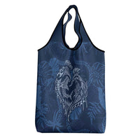 Hawaii Father's Day Vintage Lei Grocery Bag Hauoli la Makuakane - Blue