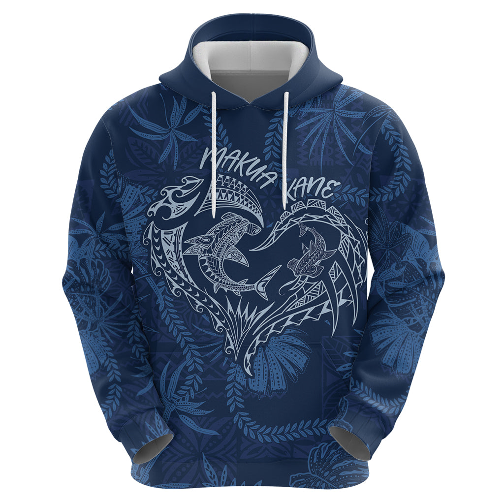 Hawaii Father's Day Vintage Lei Hoodie Hauoli la Makuakane - Blue LT7 - Polynesian Pride