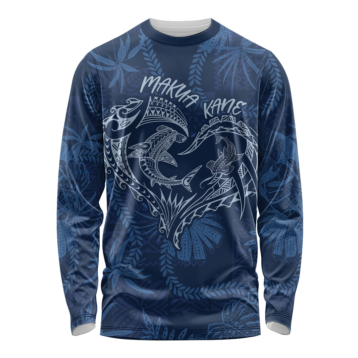 Hawaii Father's Day Vintage Lei Long Sleeve Shirt Hauoli la Makuakane - Blue LT7 Unisex Blue - Polynesian Pride