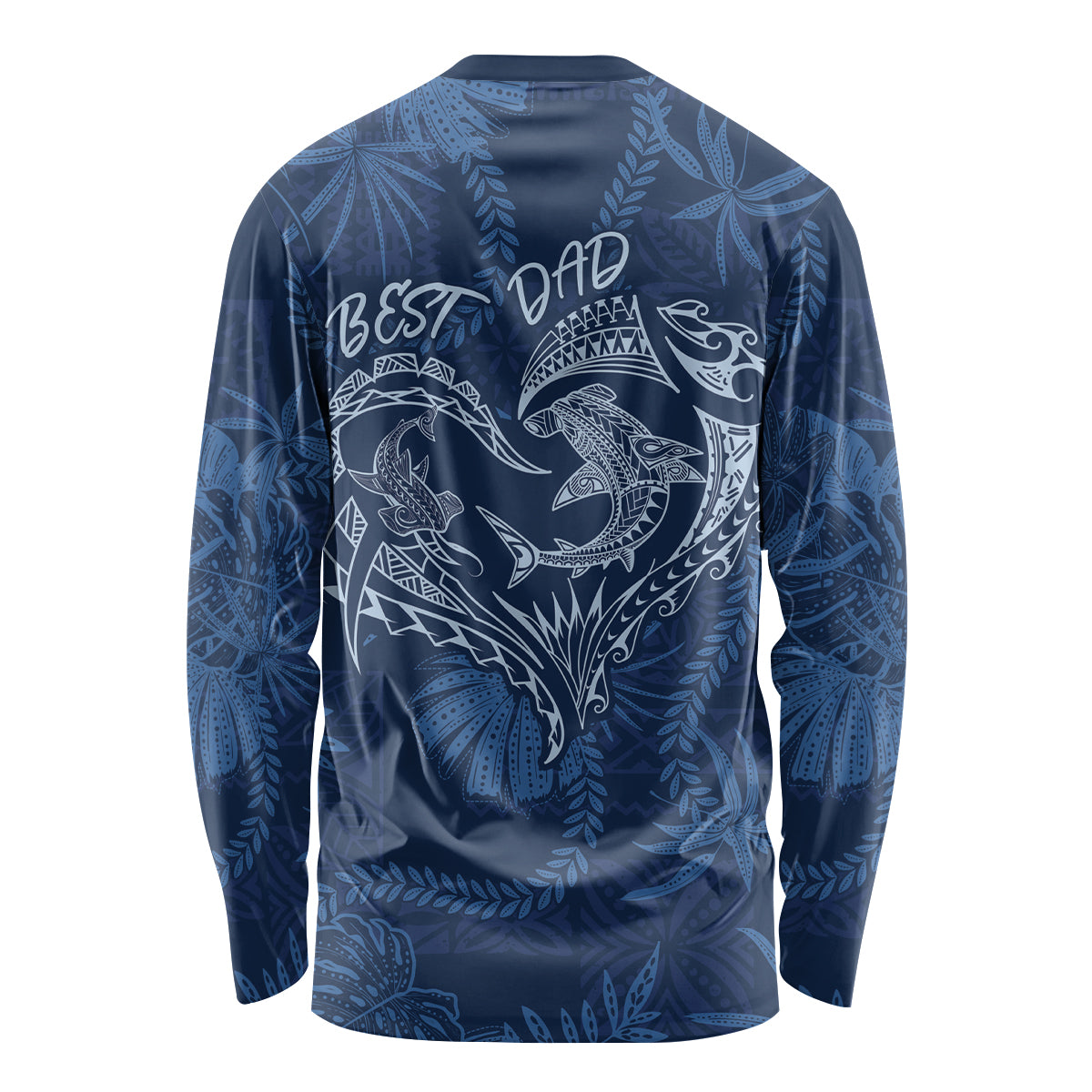 Hawaii Father's Day Vintage Lei Long Sleeve Shirt Hauoli la Makuakane - Blue LT7 - Polynesian Pride