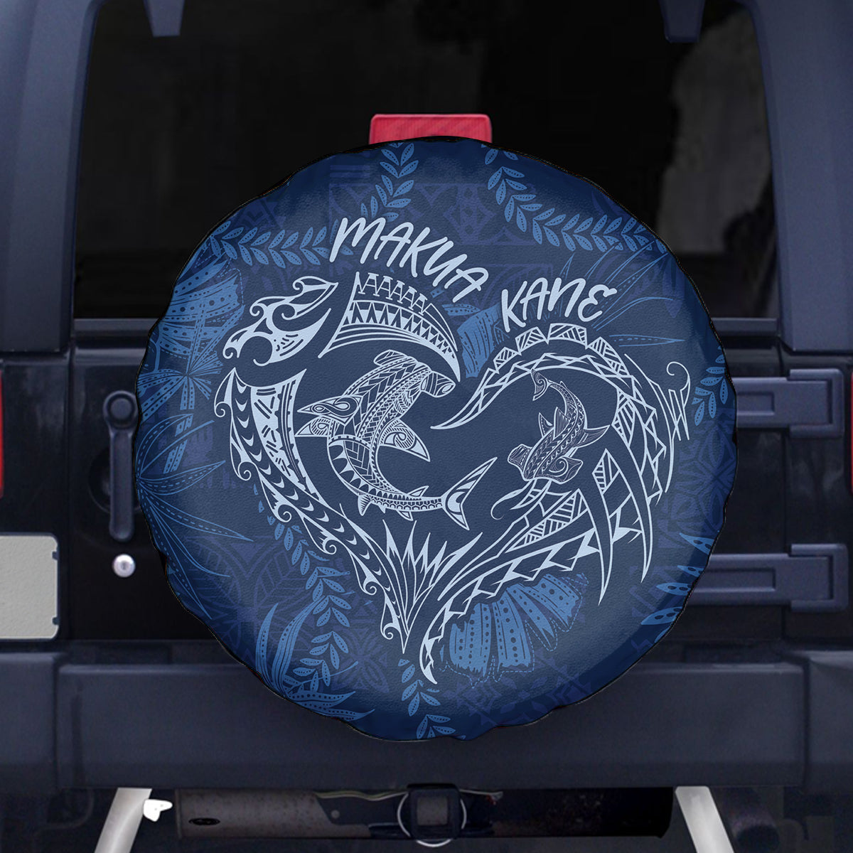 Hawaii Father's Day Vintage Lei Spare Tire Cover Hauoli la Makuakane - Blue