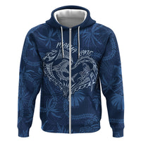 Hawaii Father's Day Vintage Lei Zip Hoodie Hauoli la Makuakane - Blue LT7 Zip Hoodie Blue - Polynesian Pride