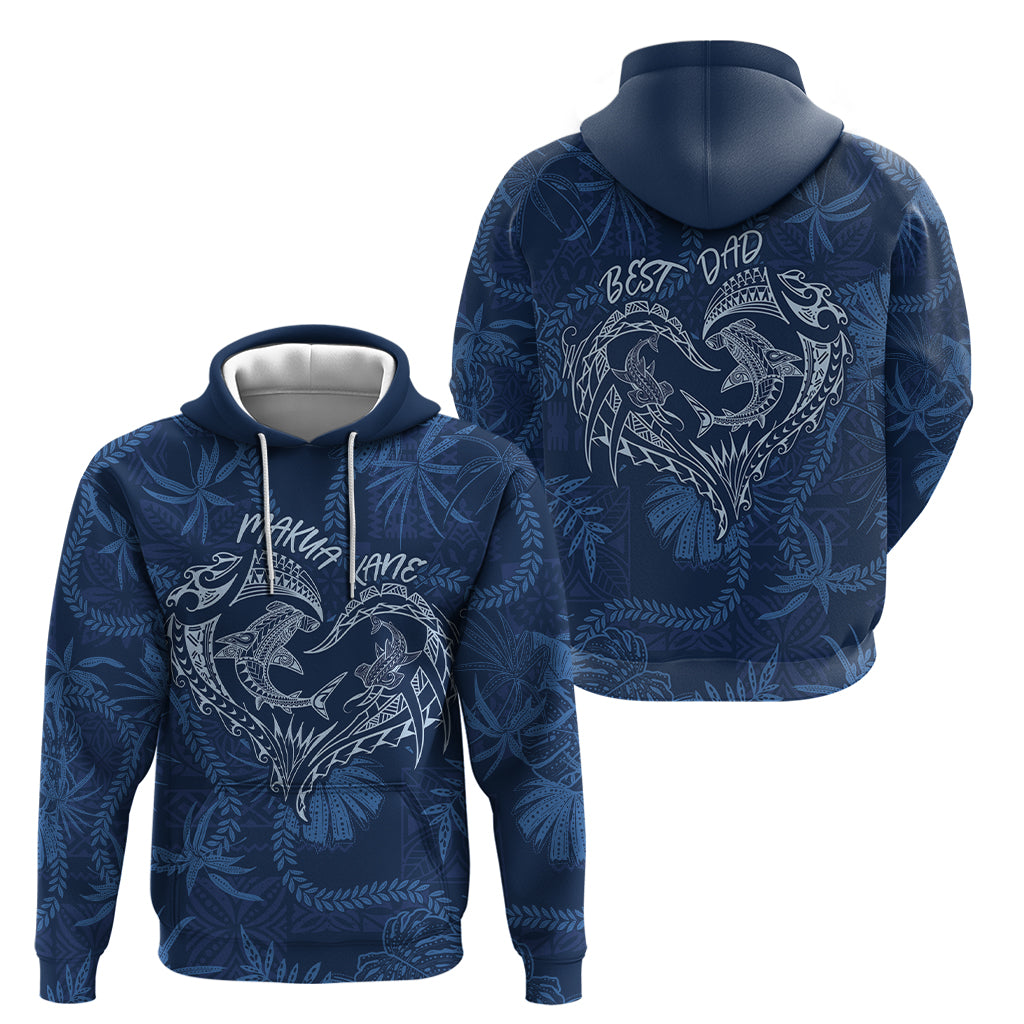 Hawaii Father's Day Vintage Lei Zip Hoodie Hauoli la Makuakane - Blue LT7 - Polynesian Pride