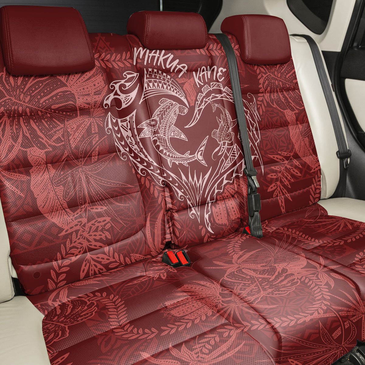 Hawaii Father's Day Vintage Lei Back Car Seat Cover Hauoli la Makuakane - Red LT7 - Polynesian Pride