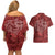 Hawaii Father's Day Vintage Lei Couples Matching Off Shoulder Short Dress and Hawaiian Shirt Hauoli la Makuakane - Red