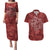 Hawaii Father's Day Vintage Lei Couples Matching Puletasi and Hawaiian Shirt Hauoli la Makuakane - Red