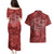 Hawaii Father's Day Vintage Lei Couples Matching Puletasi and Hawaiian Shirt Hauoli la Makuakane - Red