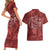 Hawaii Father's Day Vintage Lei Couples Matching Short Sleeve Bodycon Dress and Hawaiian Shirt Hauoli la Makuakane - Red