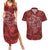 Hawaii Father's Day Vintage Lei Couples Matching Summer Maxi Dress and Hawaiian Shirt Hauoli la Makuakane - Red