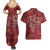 Hawaii Father's Day Vintage Lei Couples Matching Summer Maxi Dress and Hawaiian Shirt Hauoli la Makuakane - Red