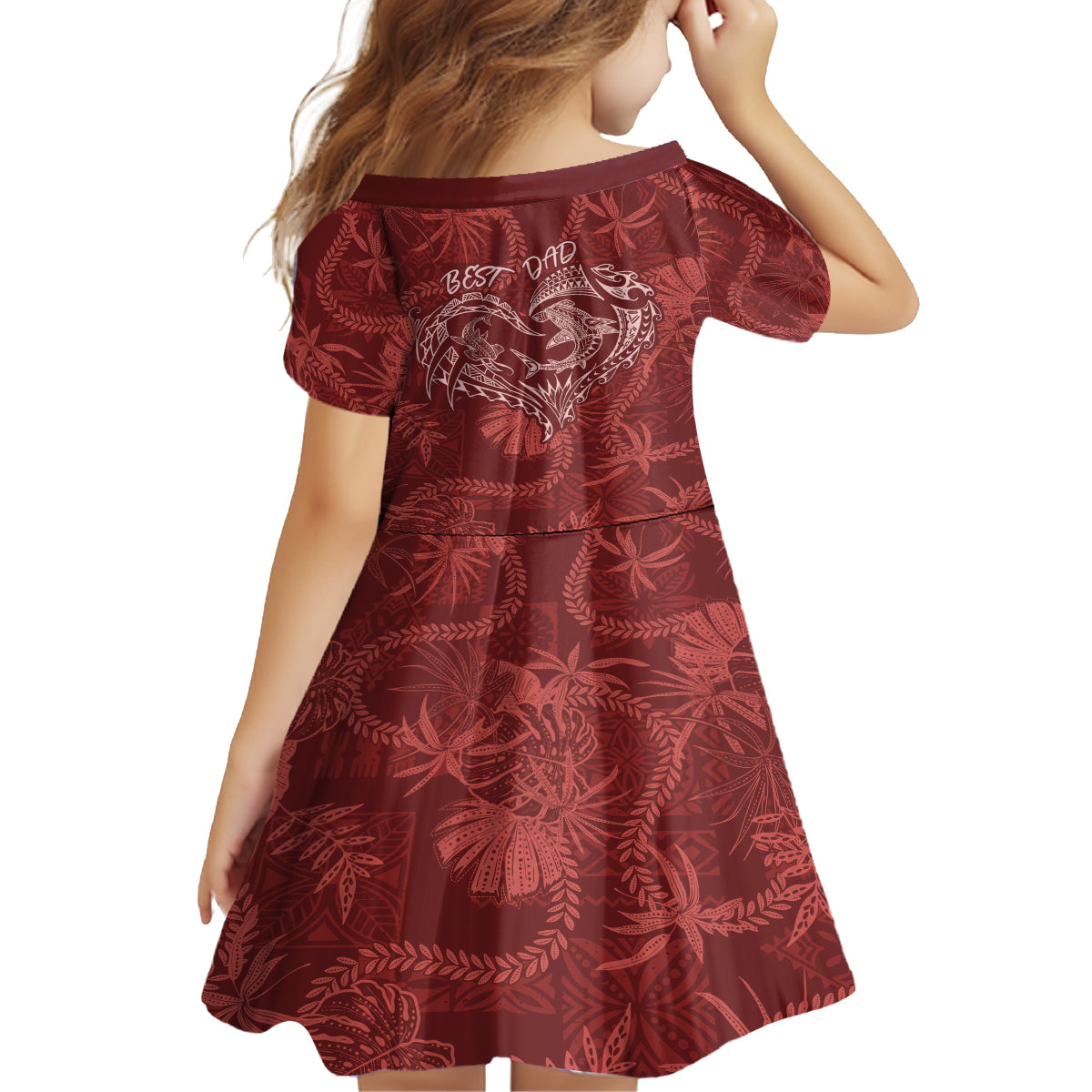 Hawaii Father's Day Vintage Lei Family Matching Long Sleeve Bodycon Dress and Hawaiian Shirt Hauoli la Makuakane - Red LT7 - Polynesian Pride
