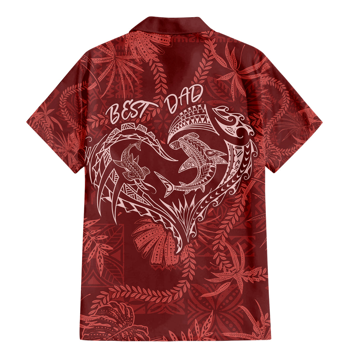 Hawaii Father's Day Vintage Lei Family Matching Mermaid Dress and Hawaiian Shirt Hauoli la Makuakane - Red LT7 - Polynesian Pride