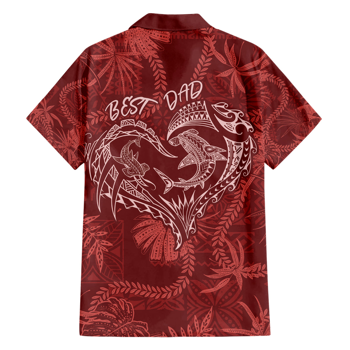 Hawaii Father's Day Vintage Lei Family Matching Short Sleeve Bodycon Dress and Hawaiian Shirt Hauoli la Makuakane - Red LT7 - Polynesian Pride