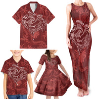 Hawaii Father's Day Vintage Lei Family Matching Tank Maxi Dress and Hawaiian Shirt Hauoli la Makuakane - Red LT7 - Polynesian Pride