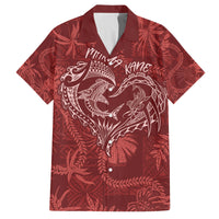 Hawaii Father's Day Vintage Lei Family Matching Tank Maxi Dress and Hawaiian Shirt Hauoli la Makuakane - Red LT7 Dad's Shirt - Short Sleeve Red - Polynesian Pride