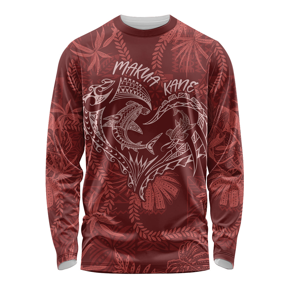 Hawaii Father's Day Vintage Lei Long Sleeve Shirt Hauoli la Makuakane - Red LT7 Unisex Red - Polynesian Pride