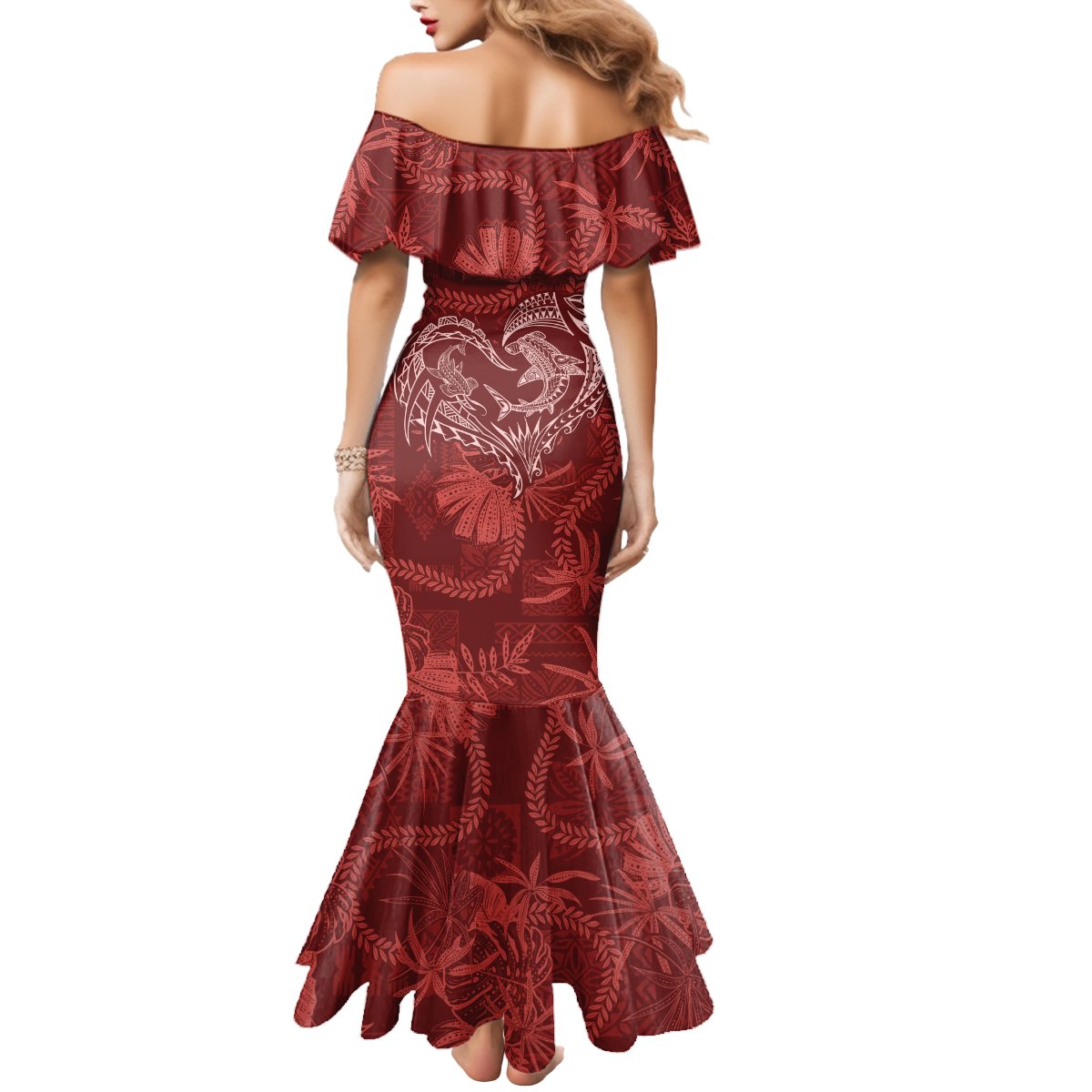 Hawaii Father's Day Vintage Lei Mermaid Dress Hauoli la Makuakane - Red LT7 - Polynesian Pride