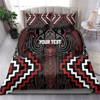 Maori Taiaha Whakairo Personalized Bedding Set Red Poutama Motifs