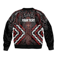 Maori Taiaha Whakairo Personalized Bomber Jacket Red Poutama Motifs LT7 - Polynesian Pride