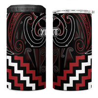 Maori Taiaha Whakairo Personalized 4 in 1 Can Cooler Tumbler Red Poutama Motifs LT7 One Size: 16 oz Red - Polynesian Pride