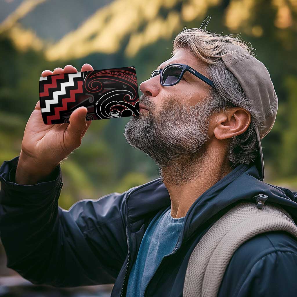 Maori Taiaha Whakairo Personalized 4 in 1 Can Cooler Tumbler Red Poutama Motifs LT7 - Polynesian Pride