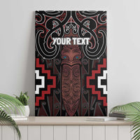Maori Taiaha Whakairo Personalized Canvas Wall Art Red Poutama Motifs