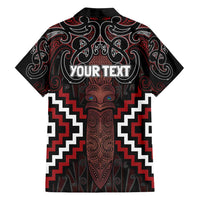 Maori Taiaha Whakairo Personalized Family Matching Off Shoulder Short Dress and Hawaiian Shirt Red Poutama Motifs