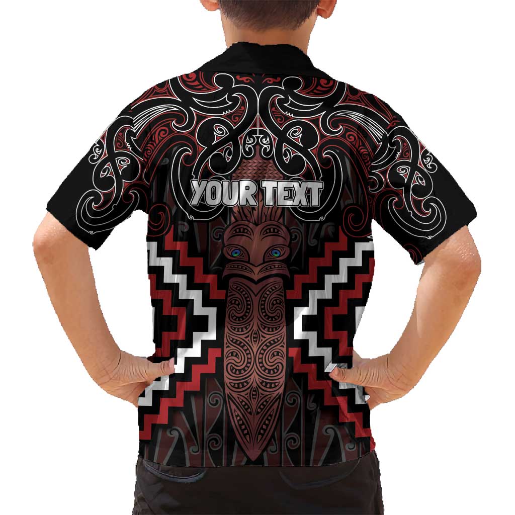 Maori Taiaha Whakairo Personalized Family Matching Tank Maxi Dress and Hawaiian Shirt Red Poutama Motifs LT7 - Polynesian Pride