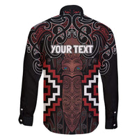 Maori Taiaha Whakairo Personalized Family Matching Tank Maxi Dress and Hawaiian Shirt Red Poutama Motifs LT7 - Polynesian Pride