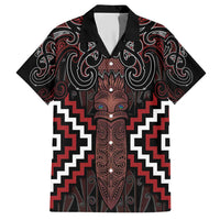Maori Taiaha Whakairo Personalized Hawaiian Shirt Red Poutama Motifs