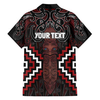 Maori Taiaha Whakairo Personalized Hawaiian Shirt Red Poutama Motifs