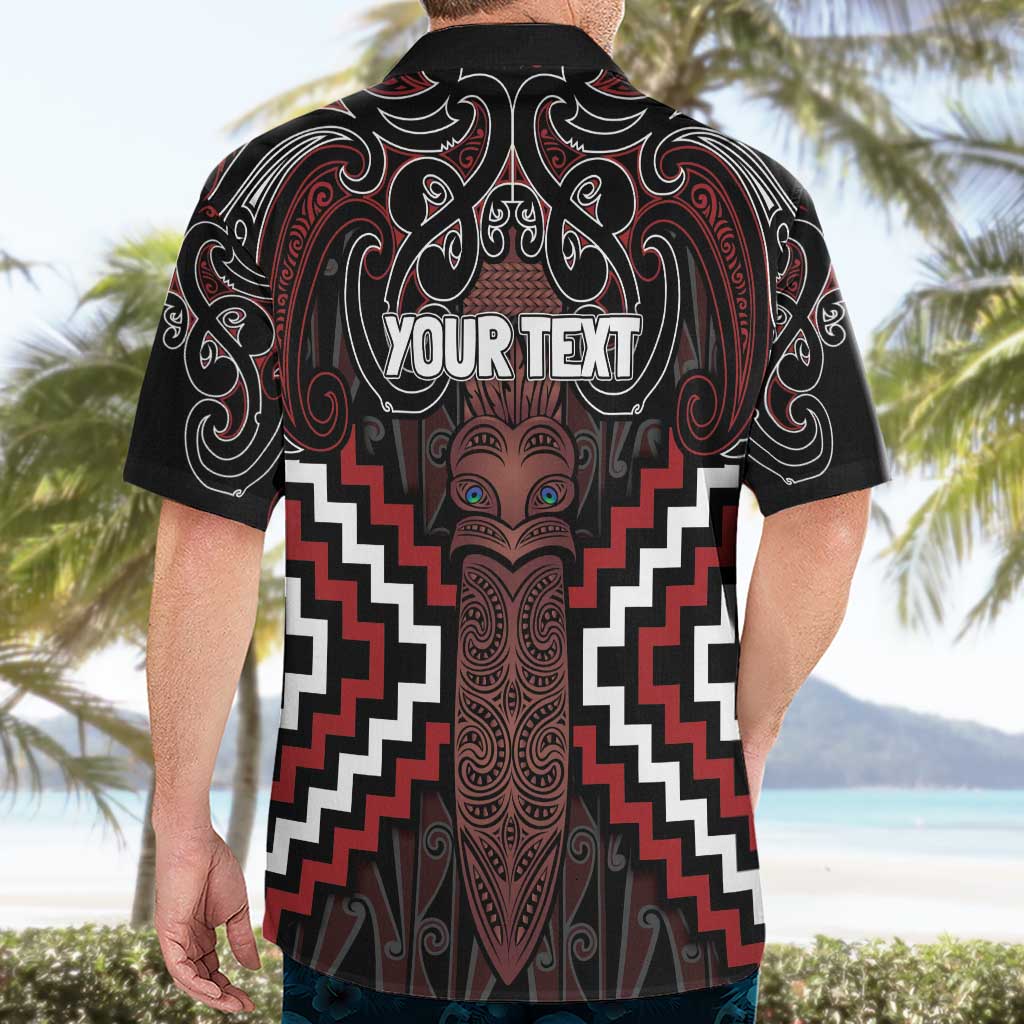 Maori Taiaha Whakairo Personalized Hawaiian Shirt Red Poutama Motifs
