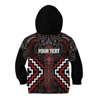 Maori Taiaha Whakairo Personalized Kid Hoodie Red Poutama Motifs