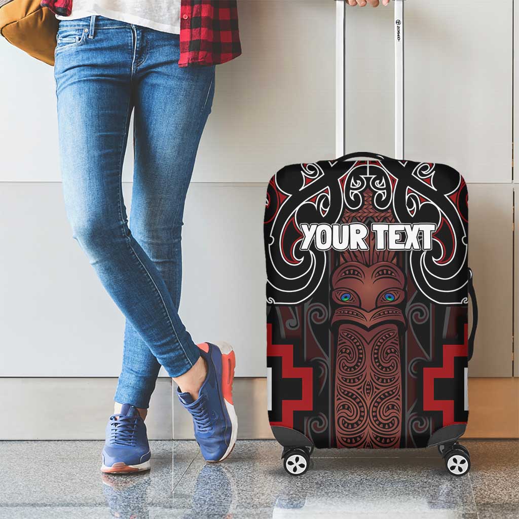 Maori Taiaha Whakairo Personalized Luggage Cover Red Poutama Motifs
