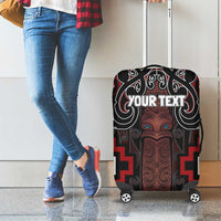 Maori Taiaha Whakairo Personalized Luggage Cover Red Poutama Motifs