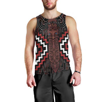 Maori Taiaha Whakairo Personalized Men Tank Top Red Poutama Motifs