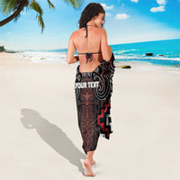 Maori Taiaha Whakairo Personalized Sarong Red Poutama Motifs