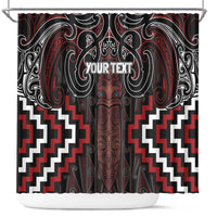 Maori Taiaha Whakairo Personalized Shower Curtain Red Poutama Motifs