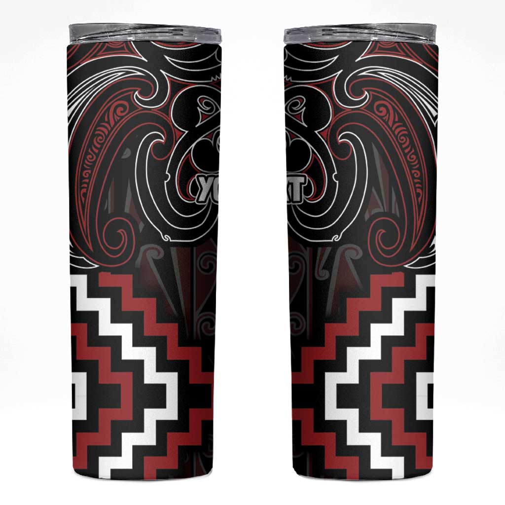 Maori Taiaha Whakairo Personalized Skinny Tumbler Red Poutama Motifs LT7 Red - Polynesian Pride